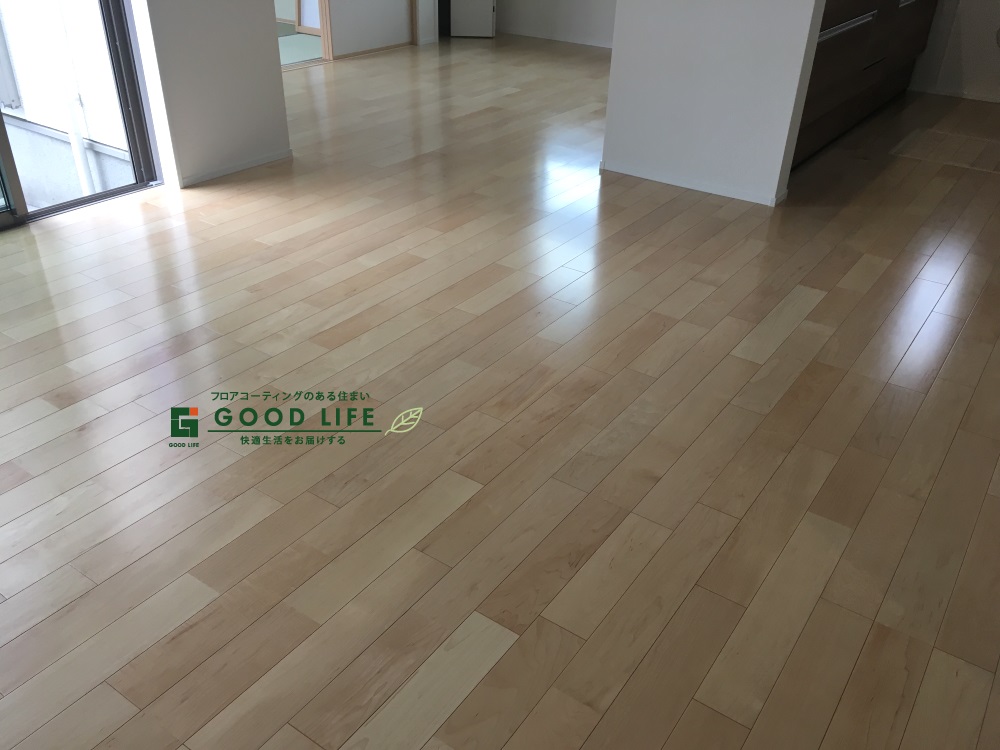 フロアコーティング施工事例 東京都練馬区 新築戸建 T様邸 床材 突き板 フロアコーティングのグッドライフ
